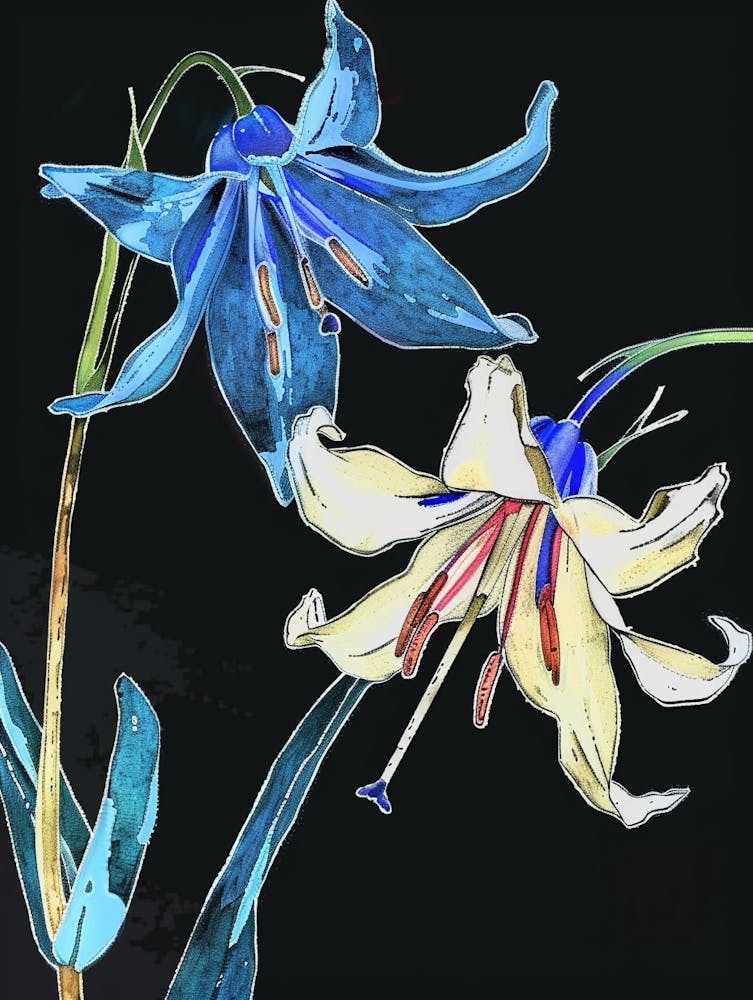 Neon Flowers On Black Bluebell 4