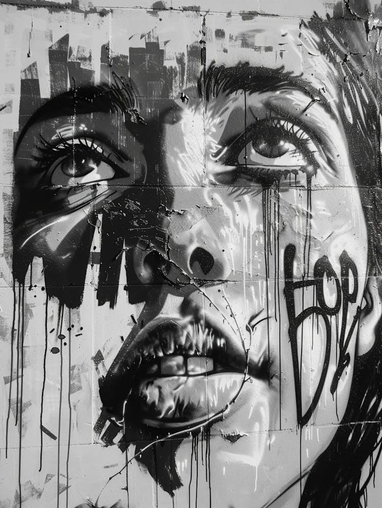 Hope Outdoor Gallery Castle Hill Graffiti Austin Texas Black And White Drawing 1