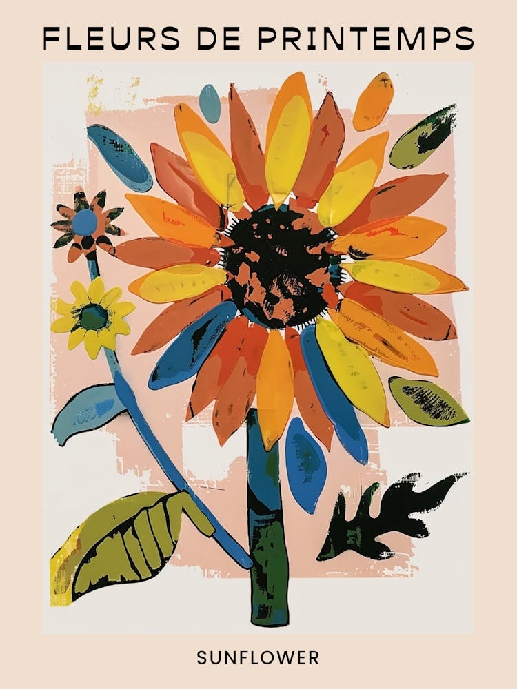 Frühlings Blumen Französisches Poster Sonnenblume 2