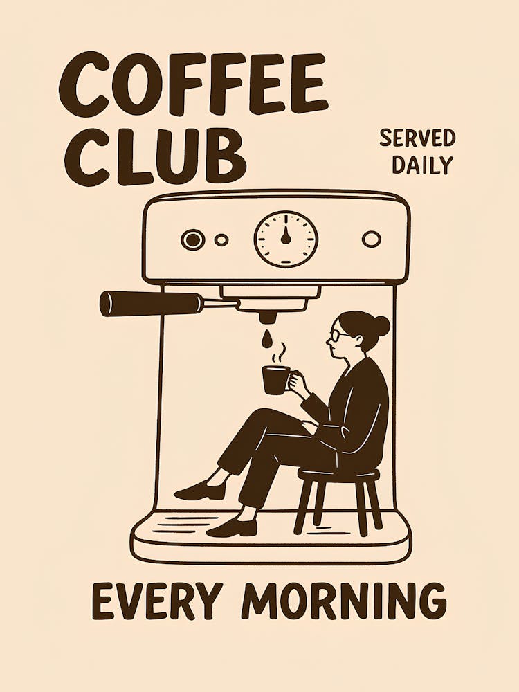 Club Coffee Wall Art, Retro Coffee Poster, Coffee Cart Print, Coffee Station Decor, Coffee Lover Art, Coffee Bar Print Art, Coffee Vibes
