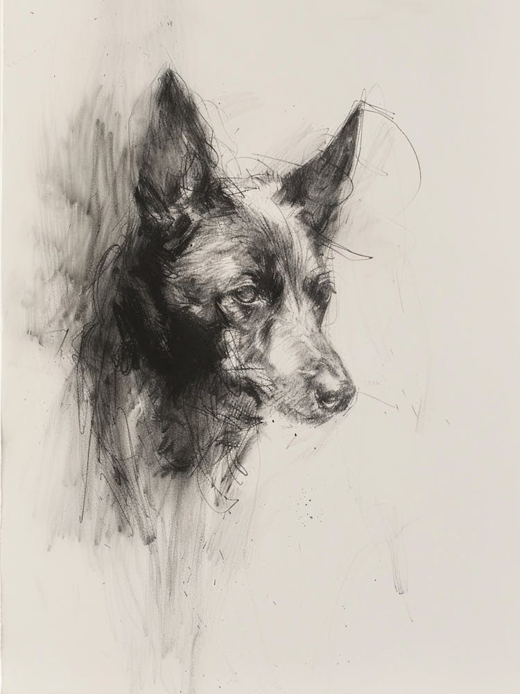 Swedish Vallhund Dog Charcoal Line