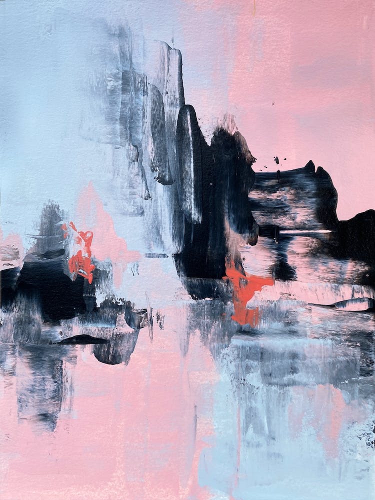 Pink And Grey Abstract 1