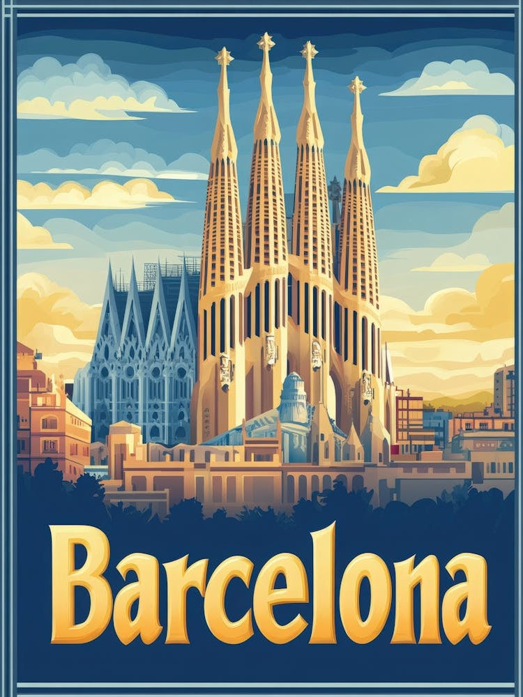 Aihrgdesign A Vintage Travel Poster Of Barcelona 1