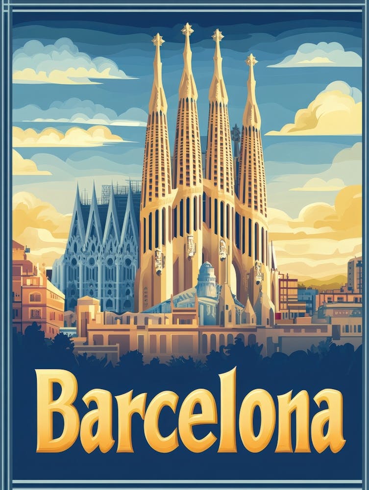Aihrgdesign A Vintage Travel Poster Of Barcelona 1