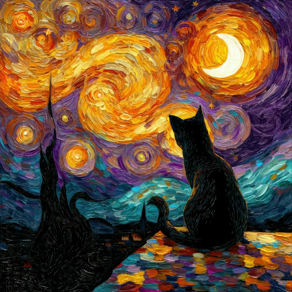 Starry Night Cat