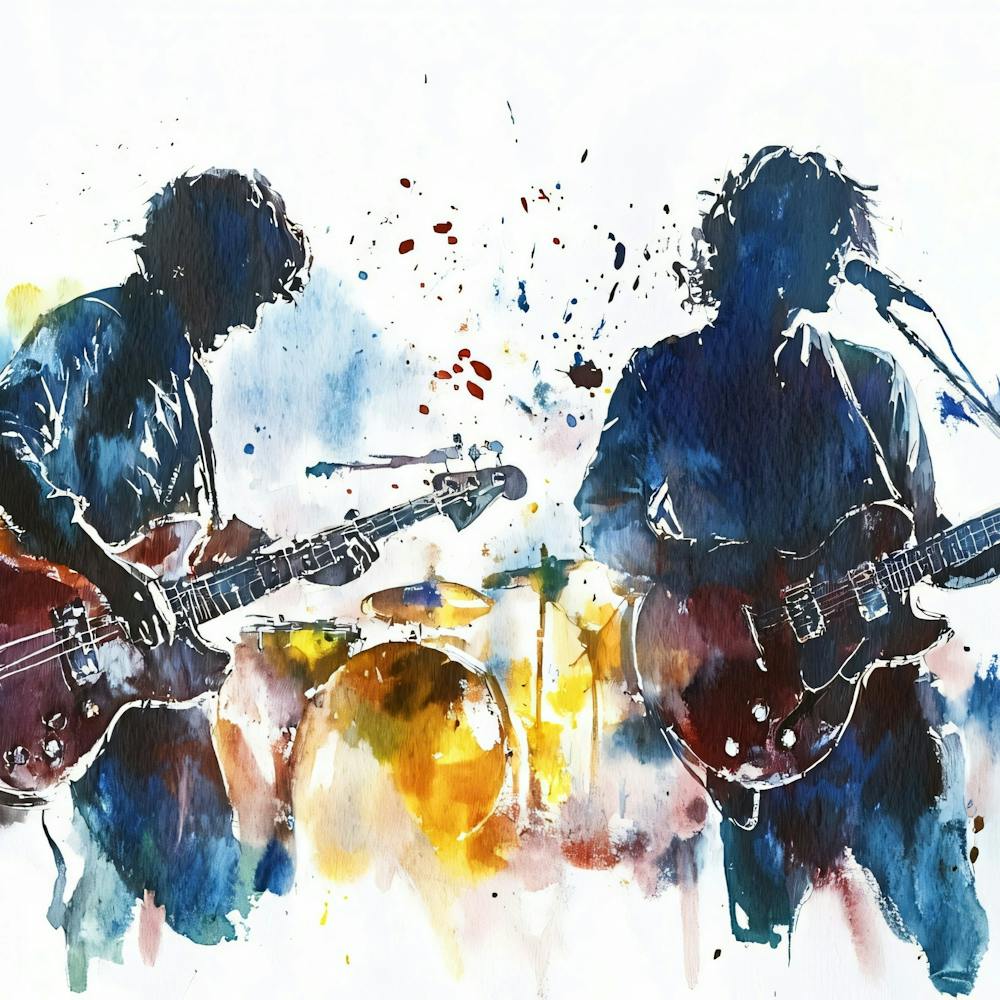 Two Musicians Playing Guitars