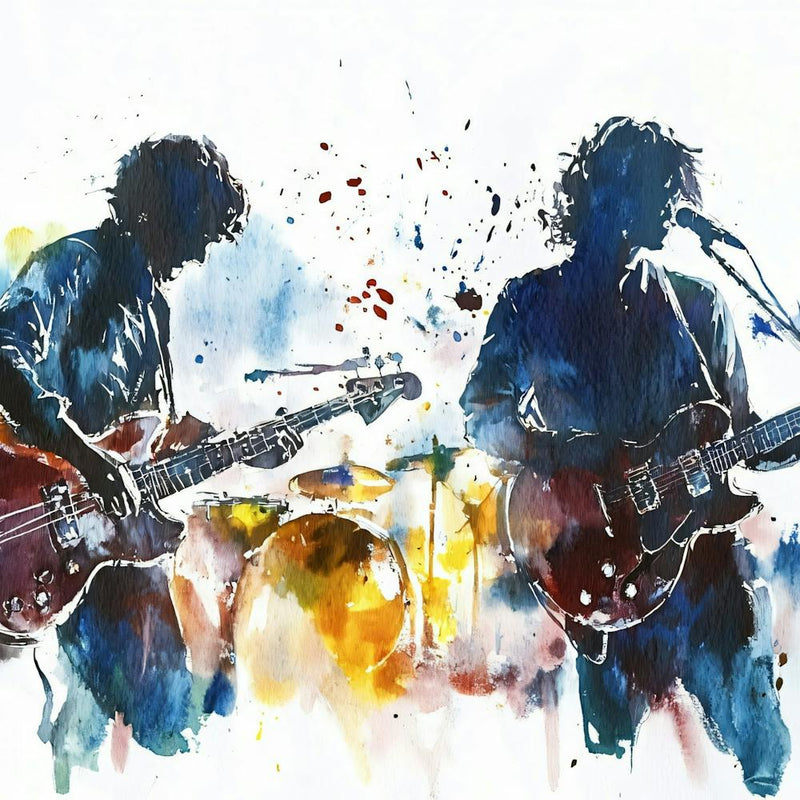 Two Musicians Playing Guitars