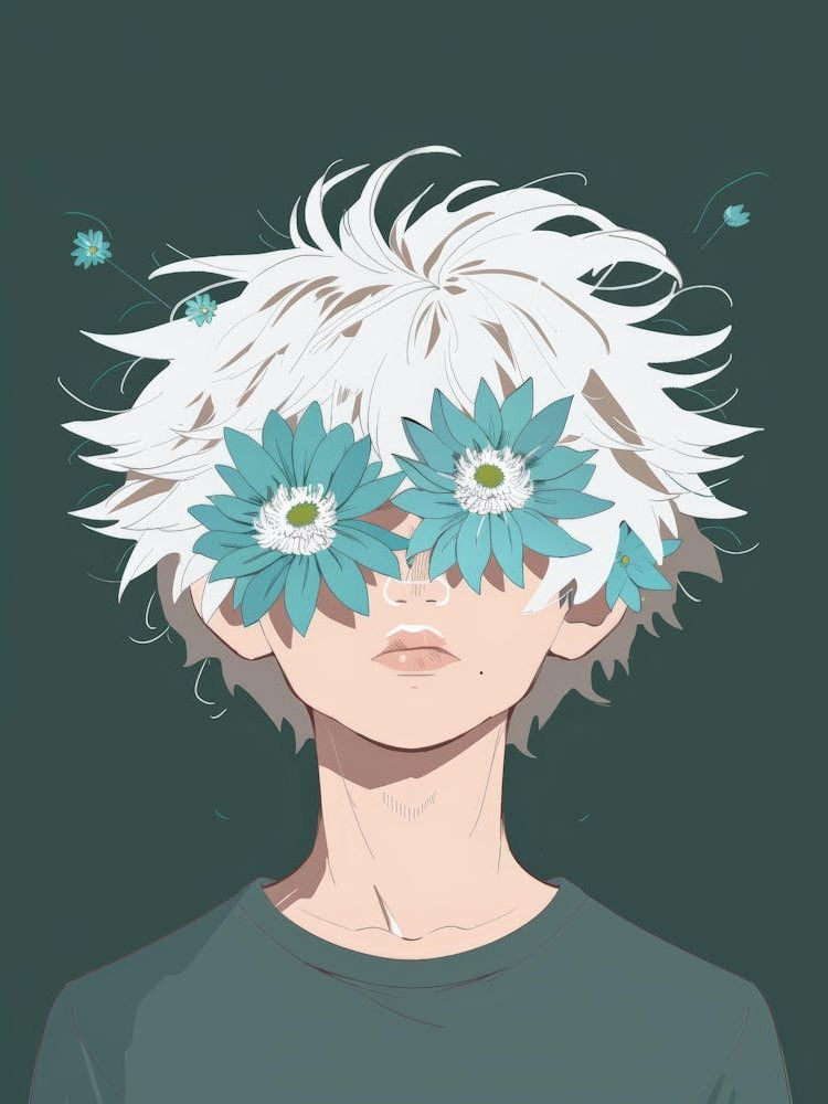 Boy With Flowers On His Face
