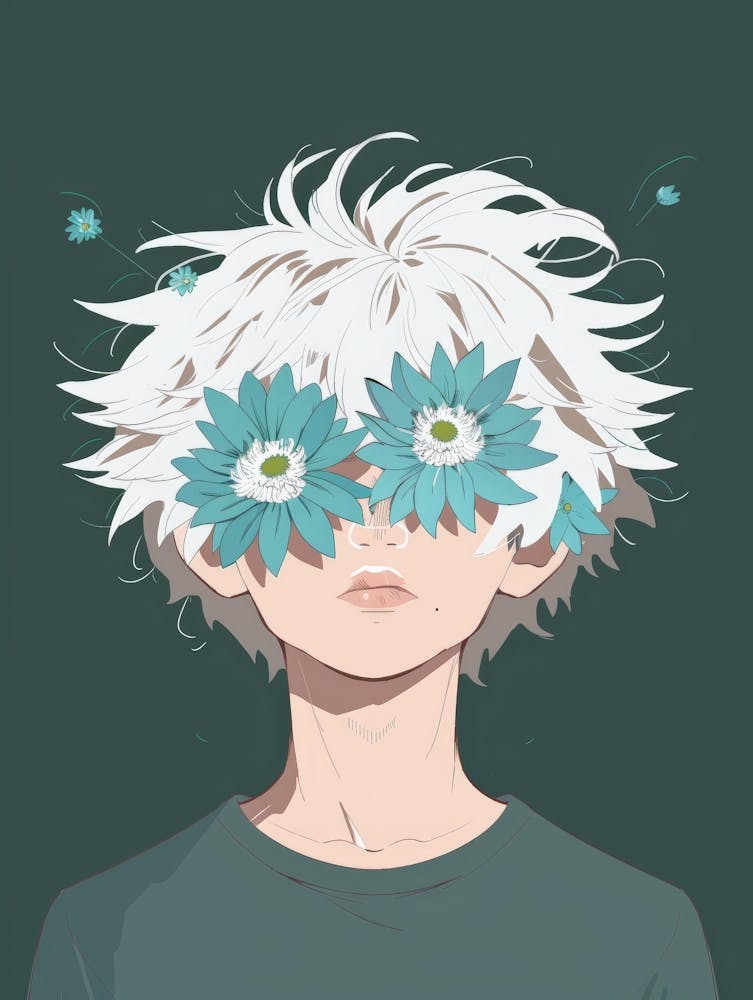 Boy With Flowers On His Face