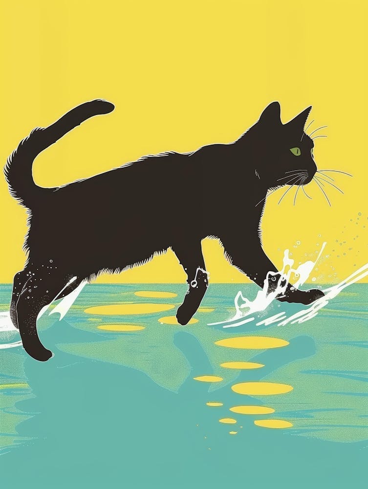 Cat In The Water Canvas Print