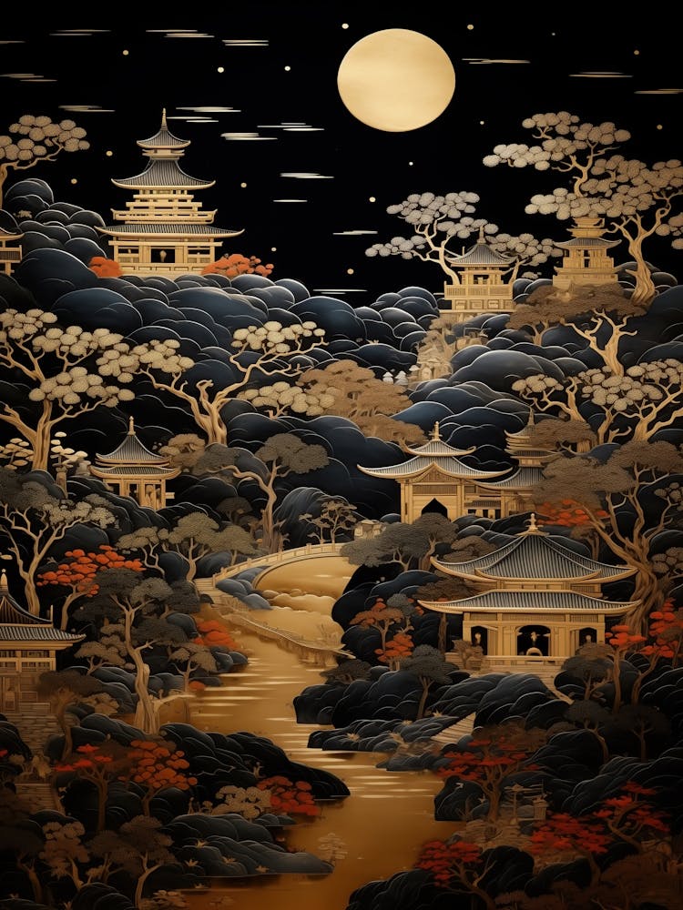 Asian Landscape At Night 1
