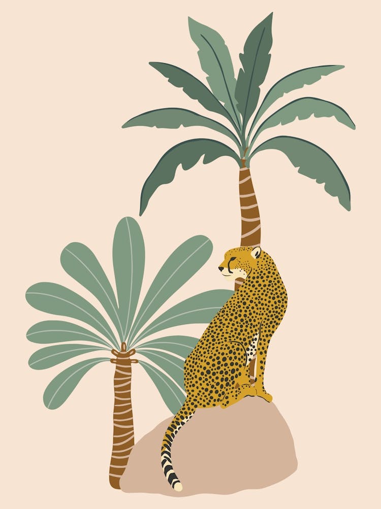 Cheetah with Palm Trees