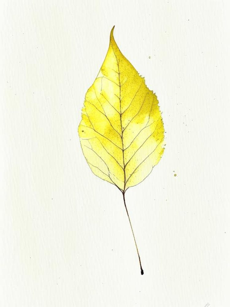Yellow Birch Leaf Minimalist Watercolour 1