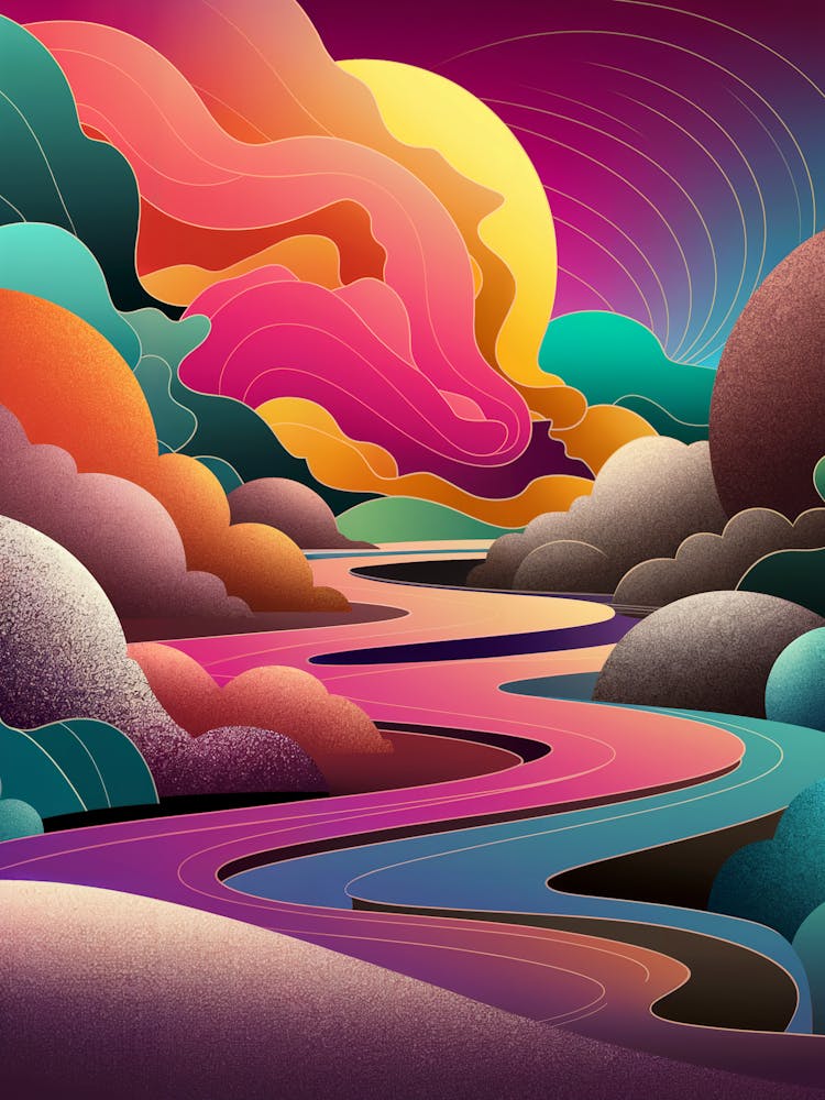 A Vibrant And Colorful Abstract Landscape