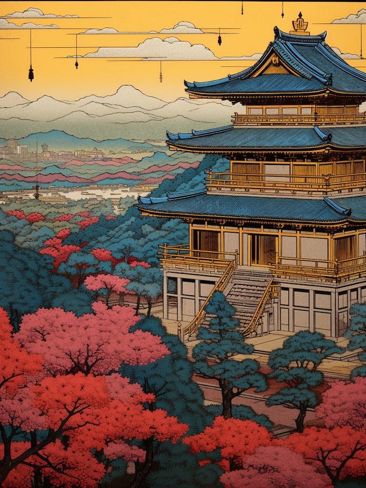 Kiyomizu Dera Temple, Japan Vintage Travel Art 2