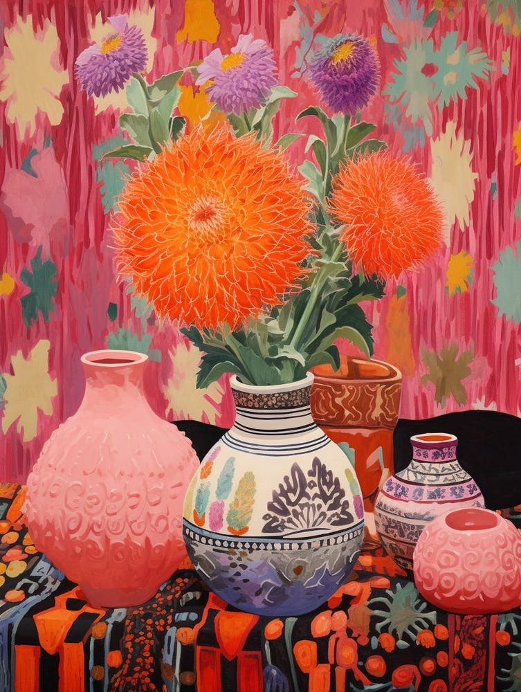 Cactus Painting Maximalist Still Life Hedgehog Cactus 3