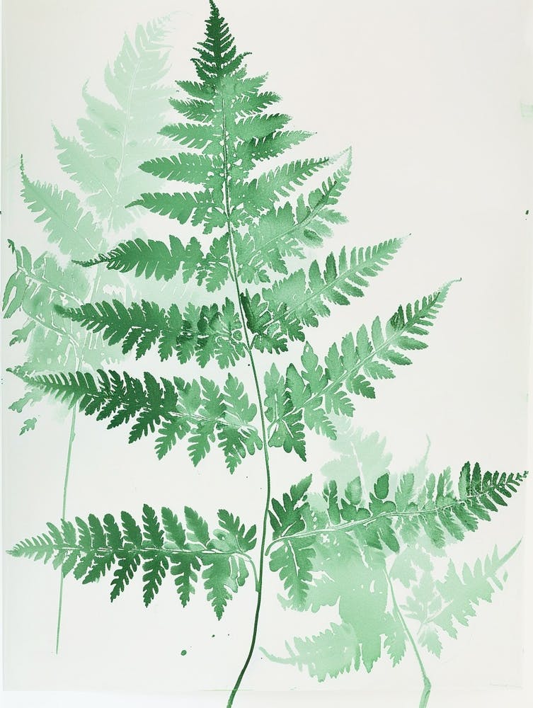 Green Ink Painting Of A Silver Lace Fern 1