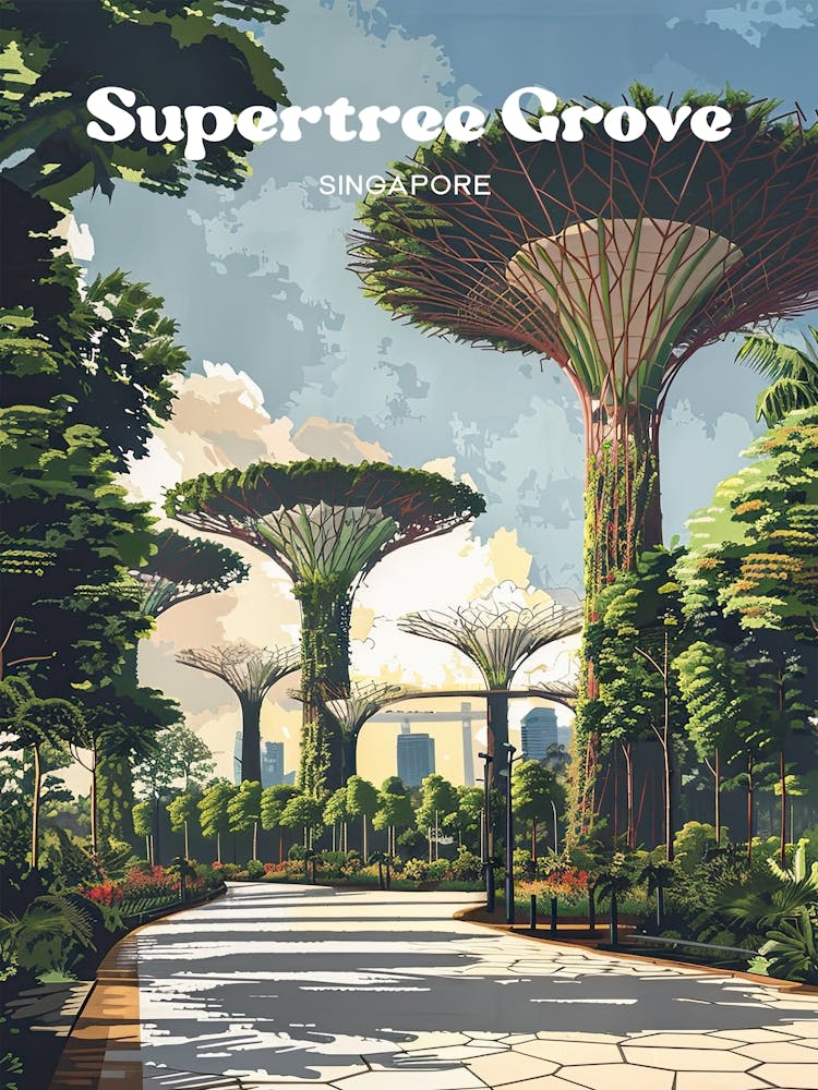 Supertree Grove Singapore Digital Travel Illustration