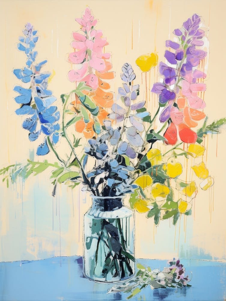 Flower Painting Fauvist Style Aconitum 1