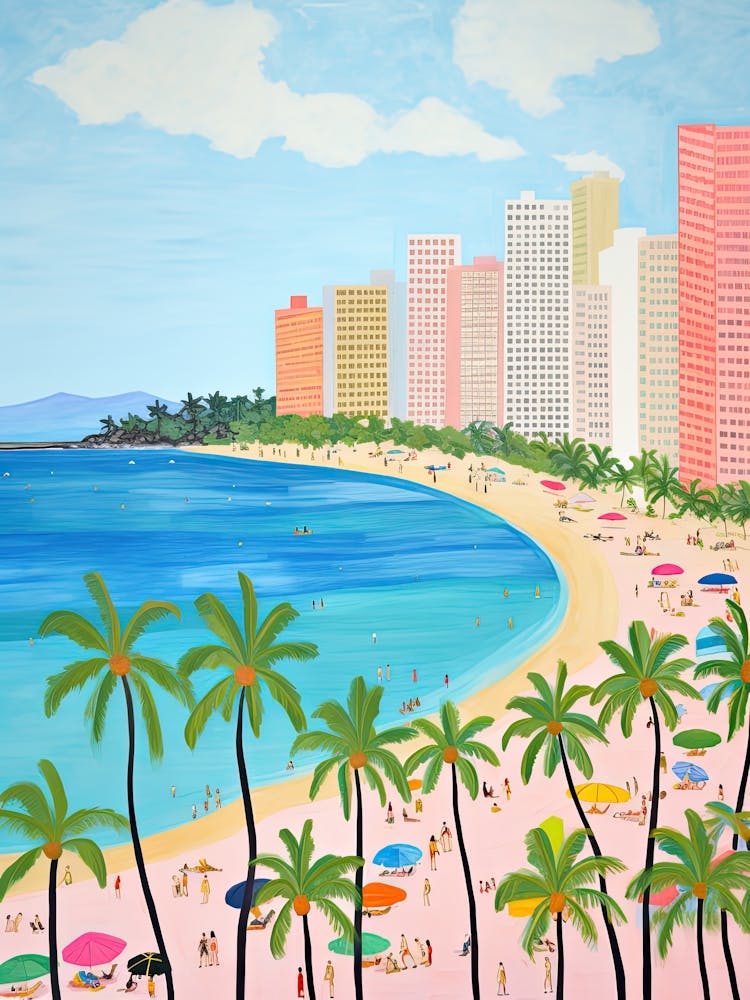 Waikiki Beach, Honolulu, Hawaii, Matisse und Rousseau Stil 2