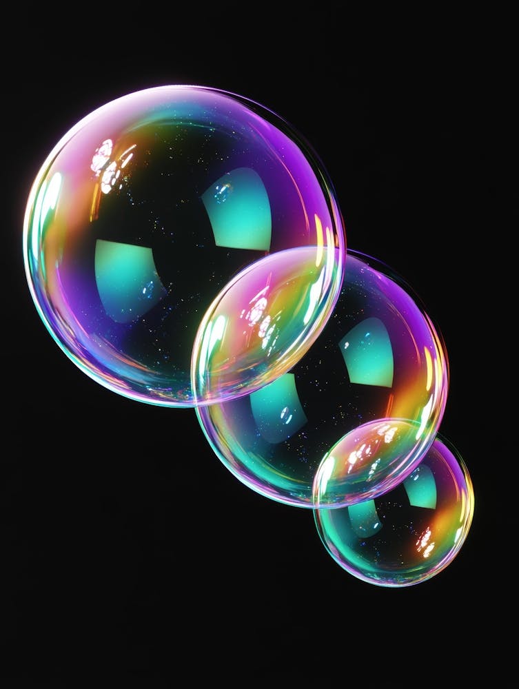 Soap Bubbles On Black Background