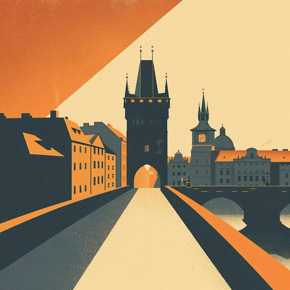 A Prague With Charles Bridge Minimal Illustratio 1720467905 3