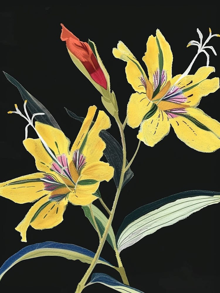 Neon Flowers On Black Evening Primrose 4