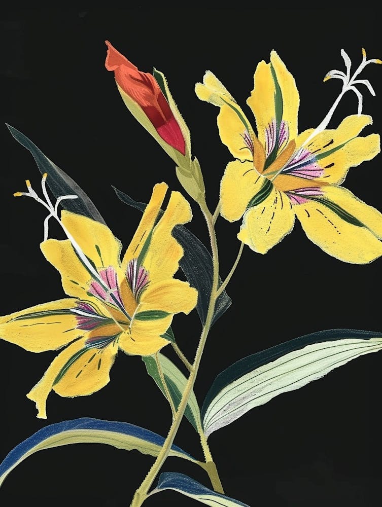 Neon Flowers On Black Evening Primrose 4