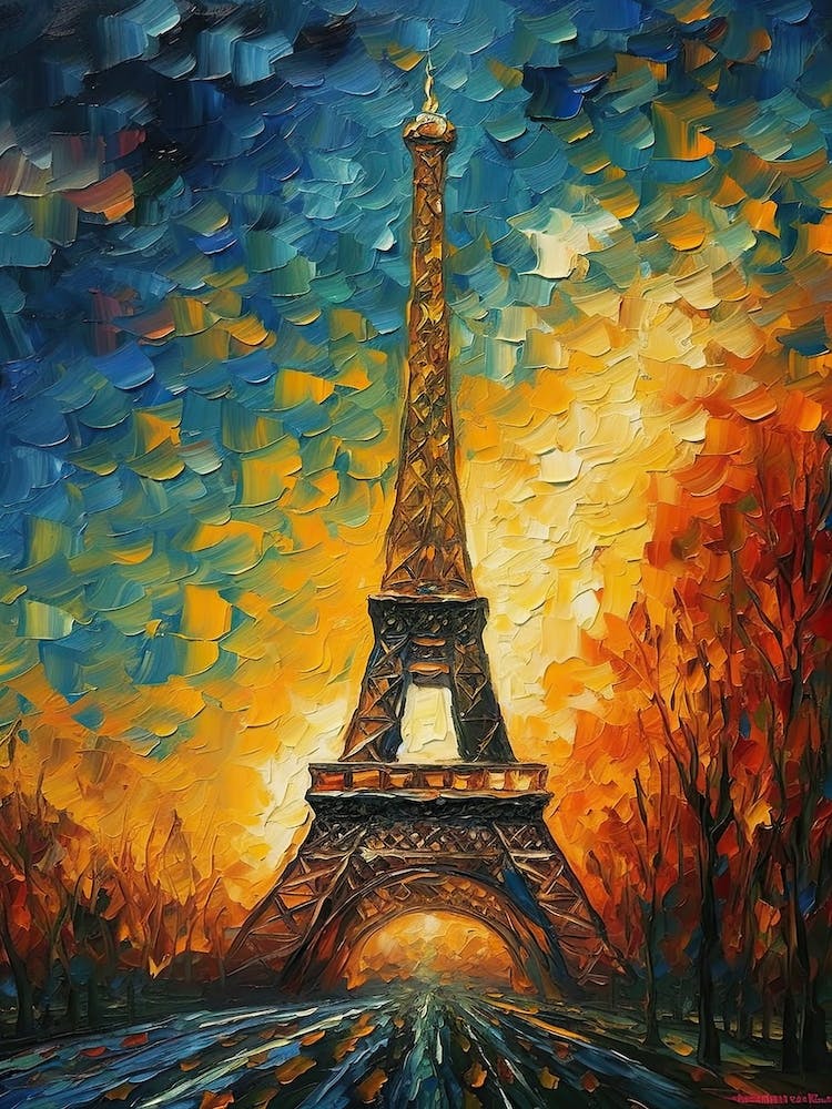 Eiffel Tower Paris France Vincent Van Gogh Style 1