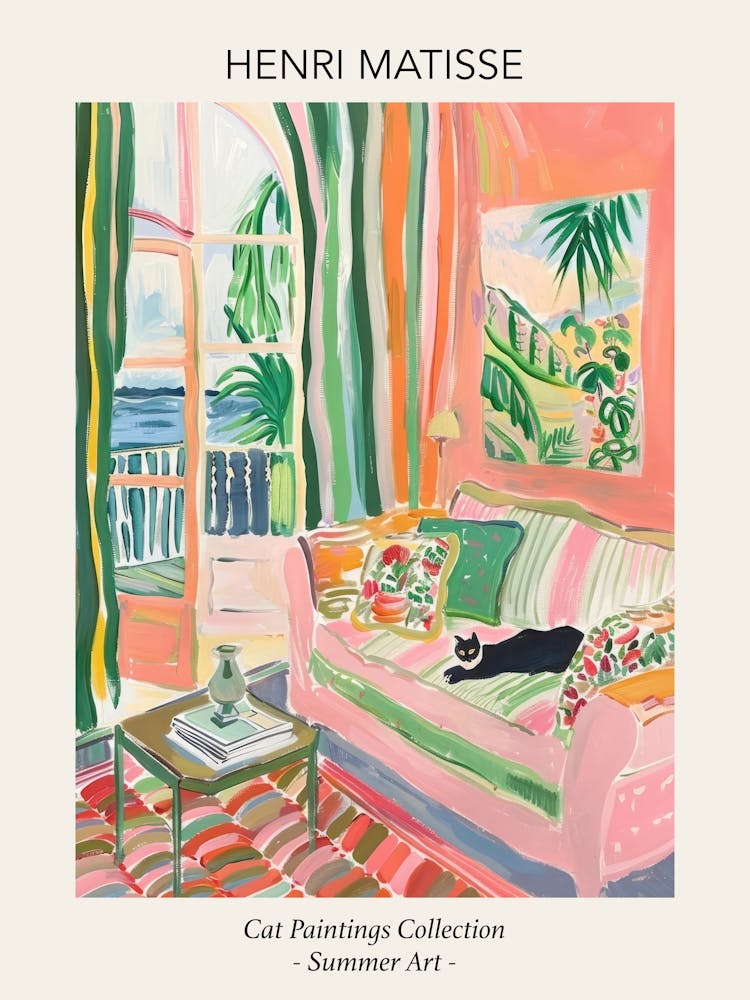 Henri Matisse Chat Canapé Peinture Chambre Rose Tropicale