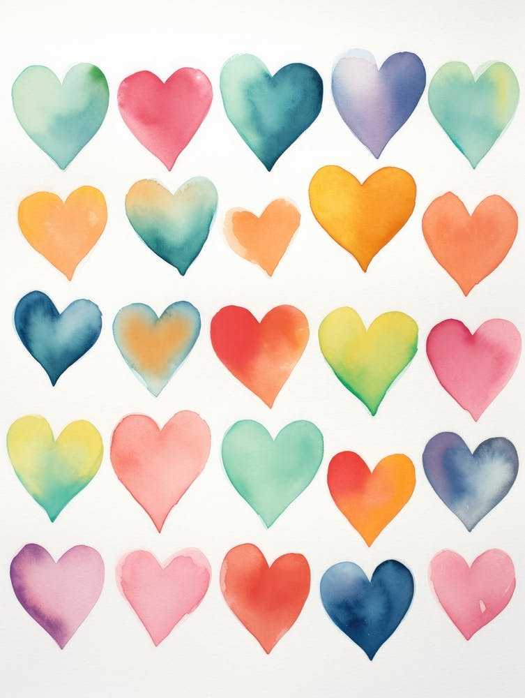 Watercolor Hearts 10