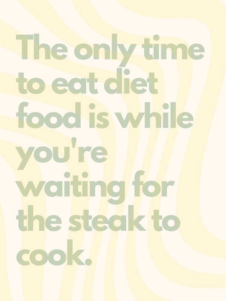 Steak Diet Wavy Yellow Kitchen Typography