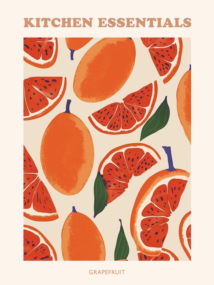 Grapefruit Abstract Pattern Illustration Poster 3
