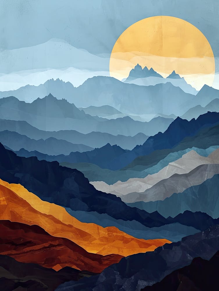 Sunset Over The Mountains