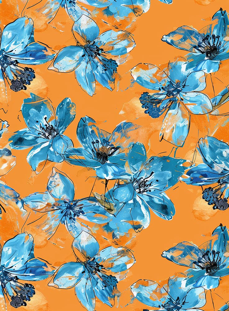 Blue And Orange Flowers