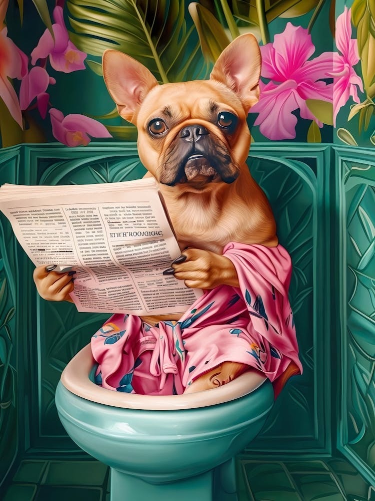 Bathroom Fawn French Bulldog Print Funny Poster French Bulldog Poster Funny Bathroom Wall Decor Toilet Wall Art Bathroom Wall Art Dog Poster