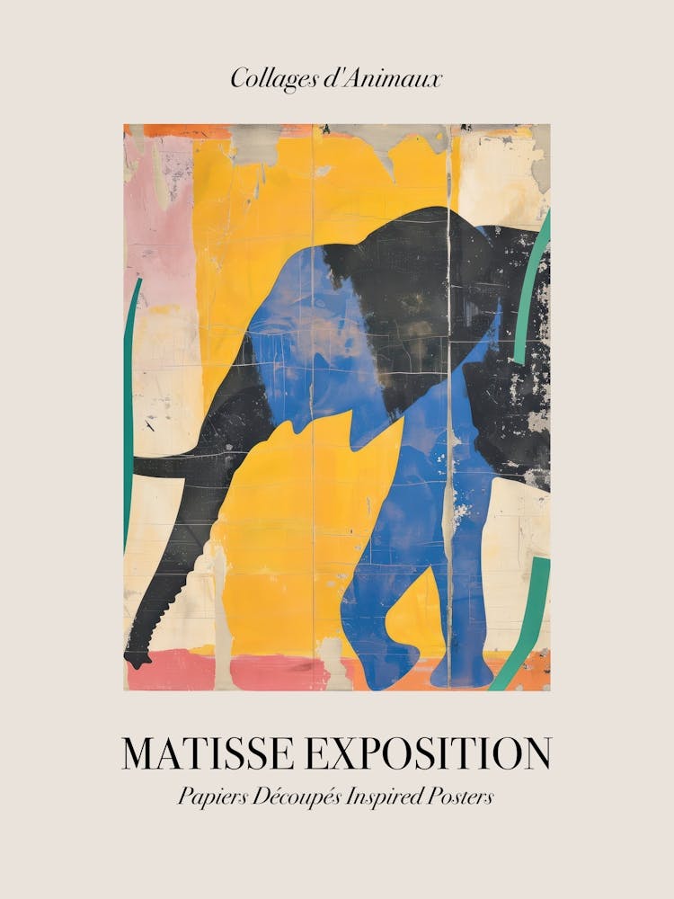 Elephant 1 Matisse Inspired Exposition Animals Poster