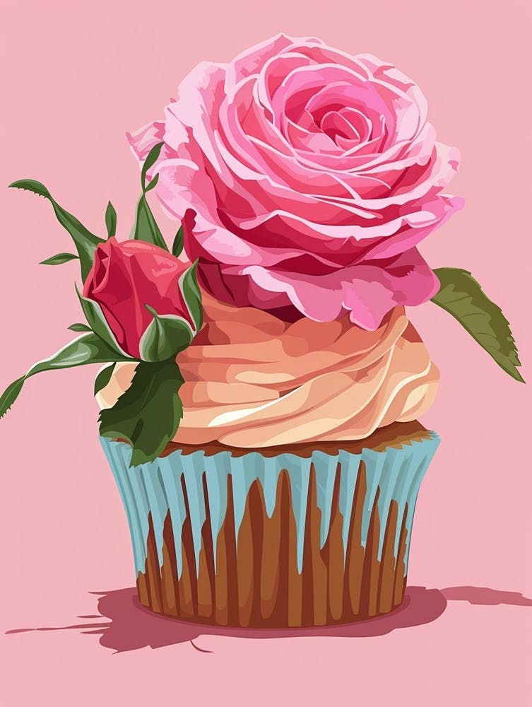 English Roses Painting Rose In A Cupcake 3