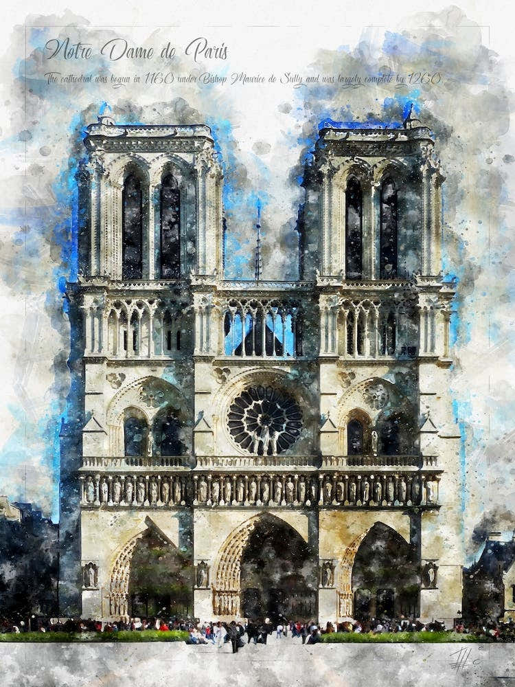 Notre Dame, Paris, Watercolor