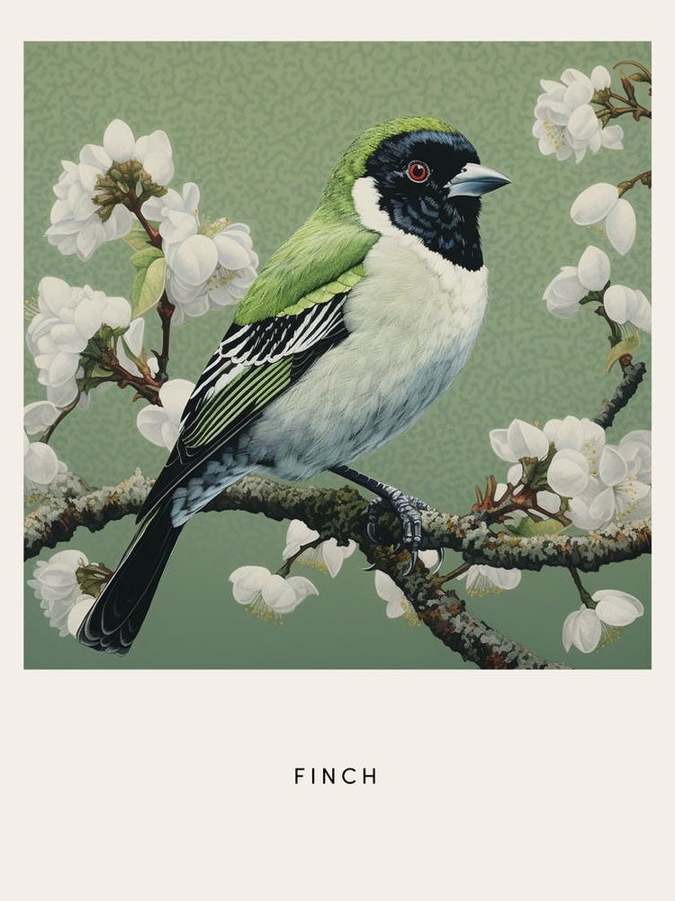 Ohara Koson Inspired Bird Painting Finch 3 Poster