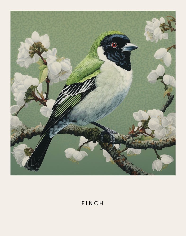 Ohara Koson Inspired Bird Painting Finch 3 Poster