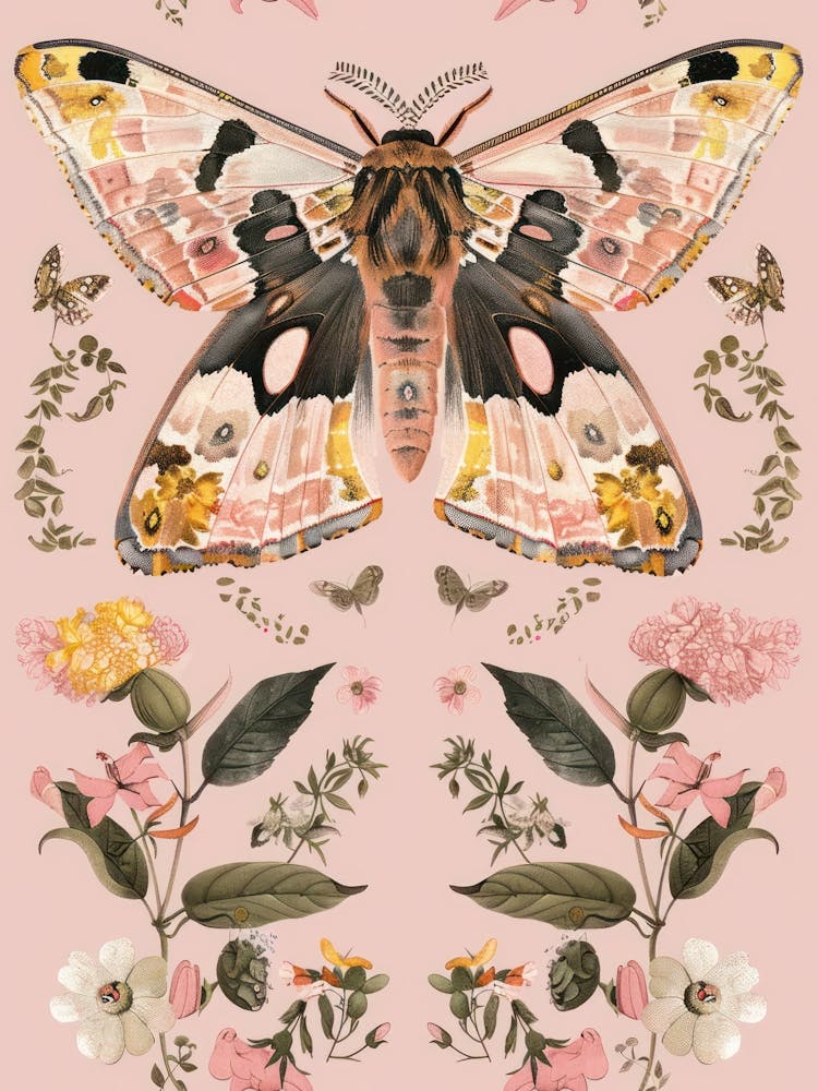 Pink Butterflies William Morris Style 8