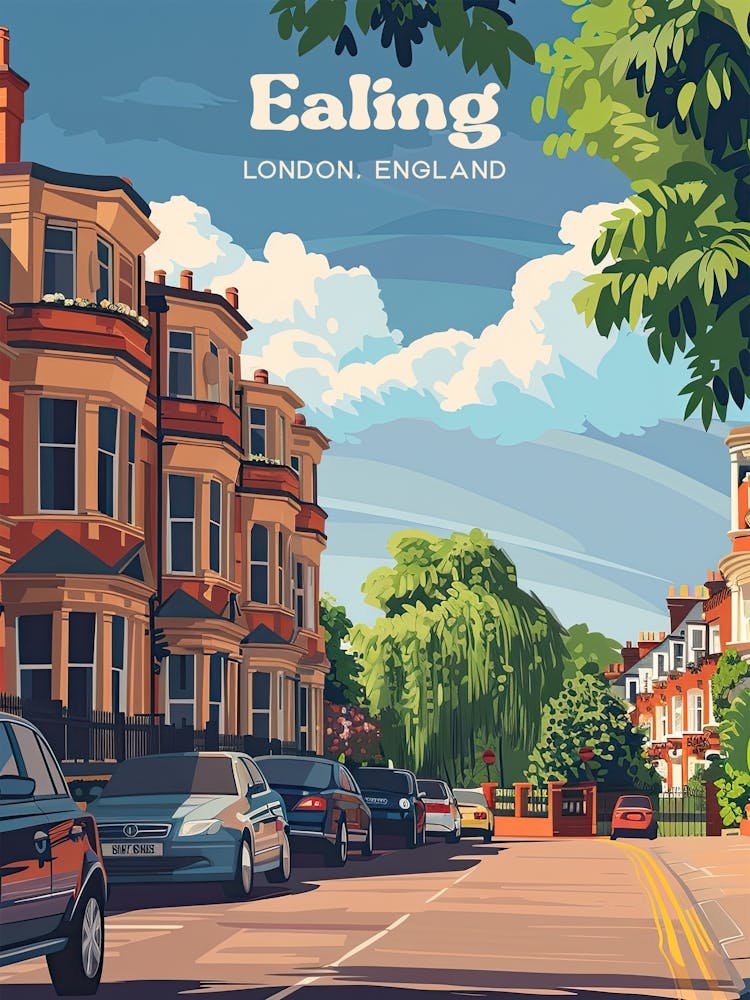 Ealing London England Street Travel Art Illustration