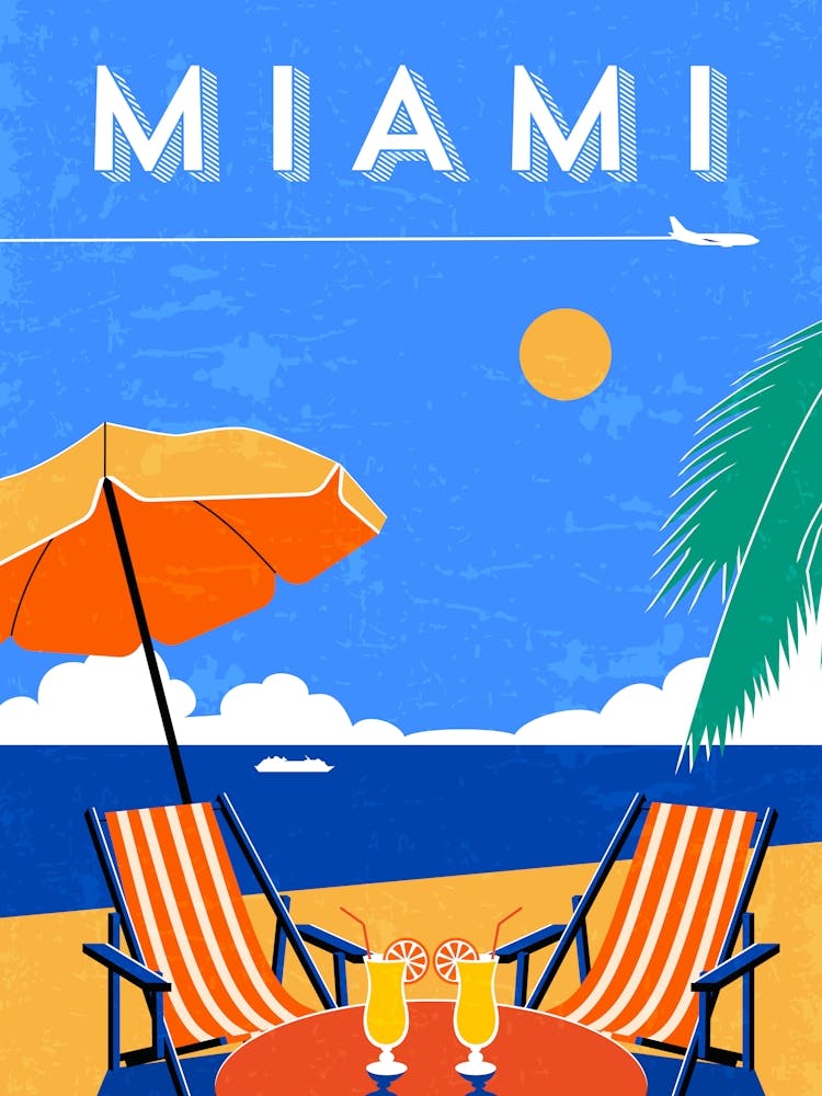 Miami beach, USA — Retro travel minimalist poster