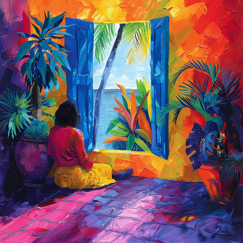 Woman Looking Out A Window