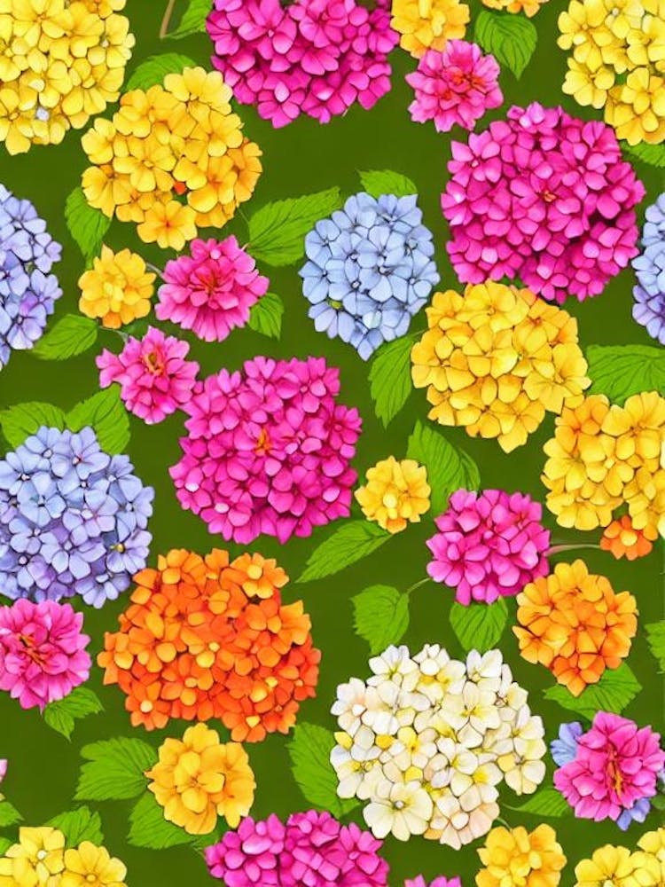 Hydrangea Repeat Retro Flower