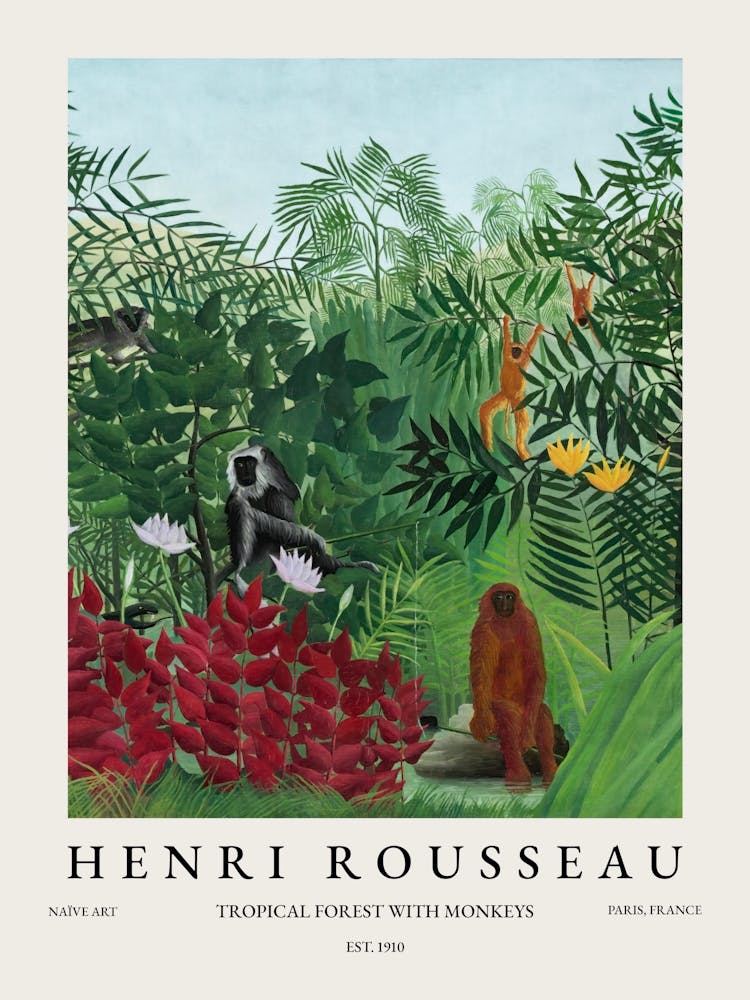 Henri Rousseau Tropical Forest With Monkeys