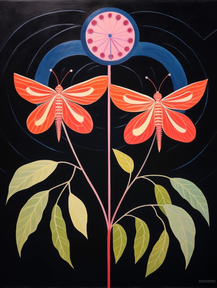 Bee Balm 3 Hilma Af Klint Inspired Flower Illustration
