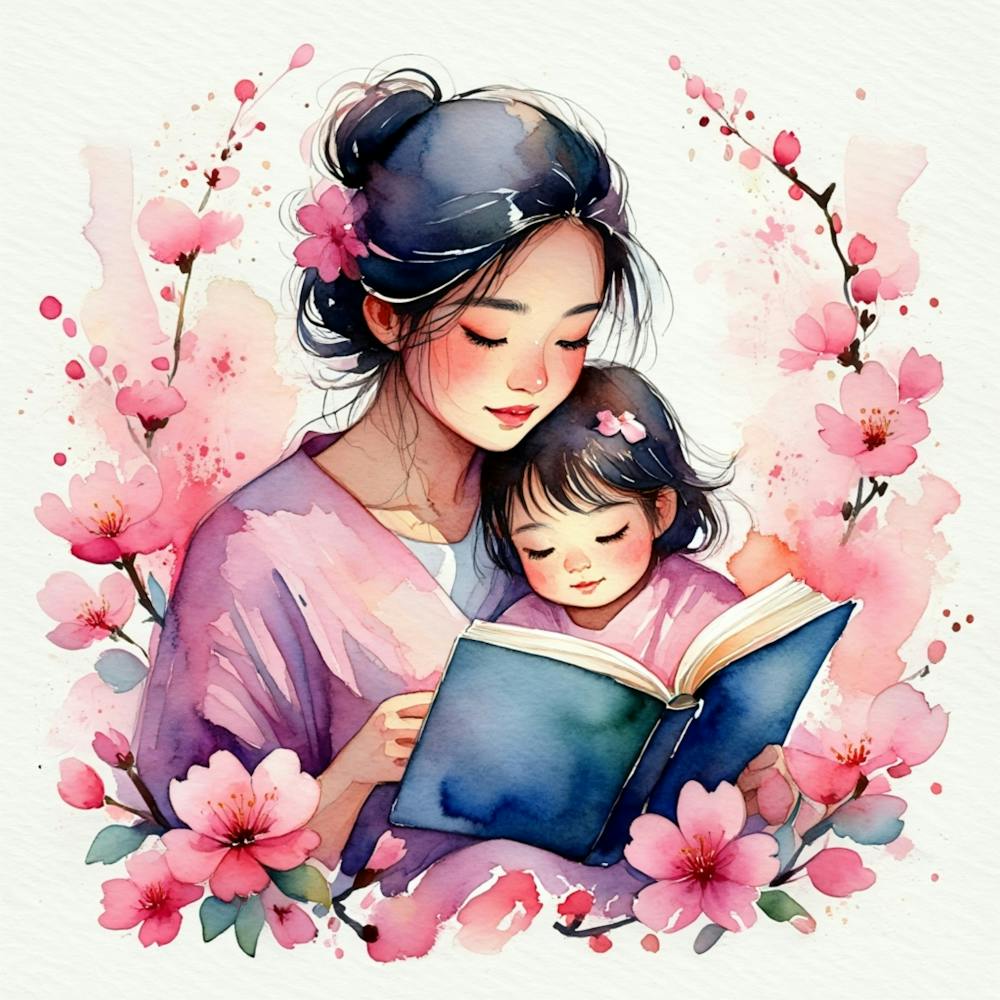 Mother And Daughter Reading A Book