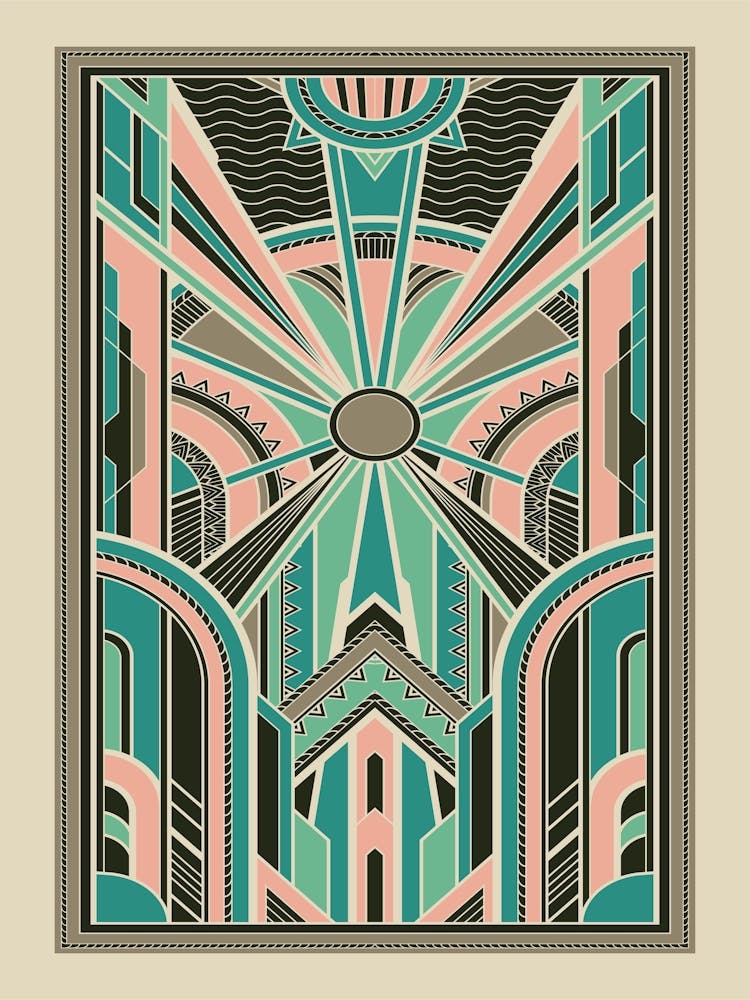 Art Deco Pattern 1 Pink Blue